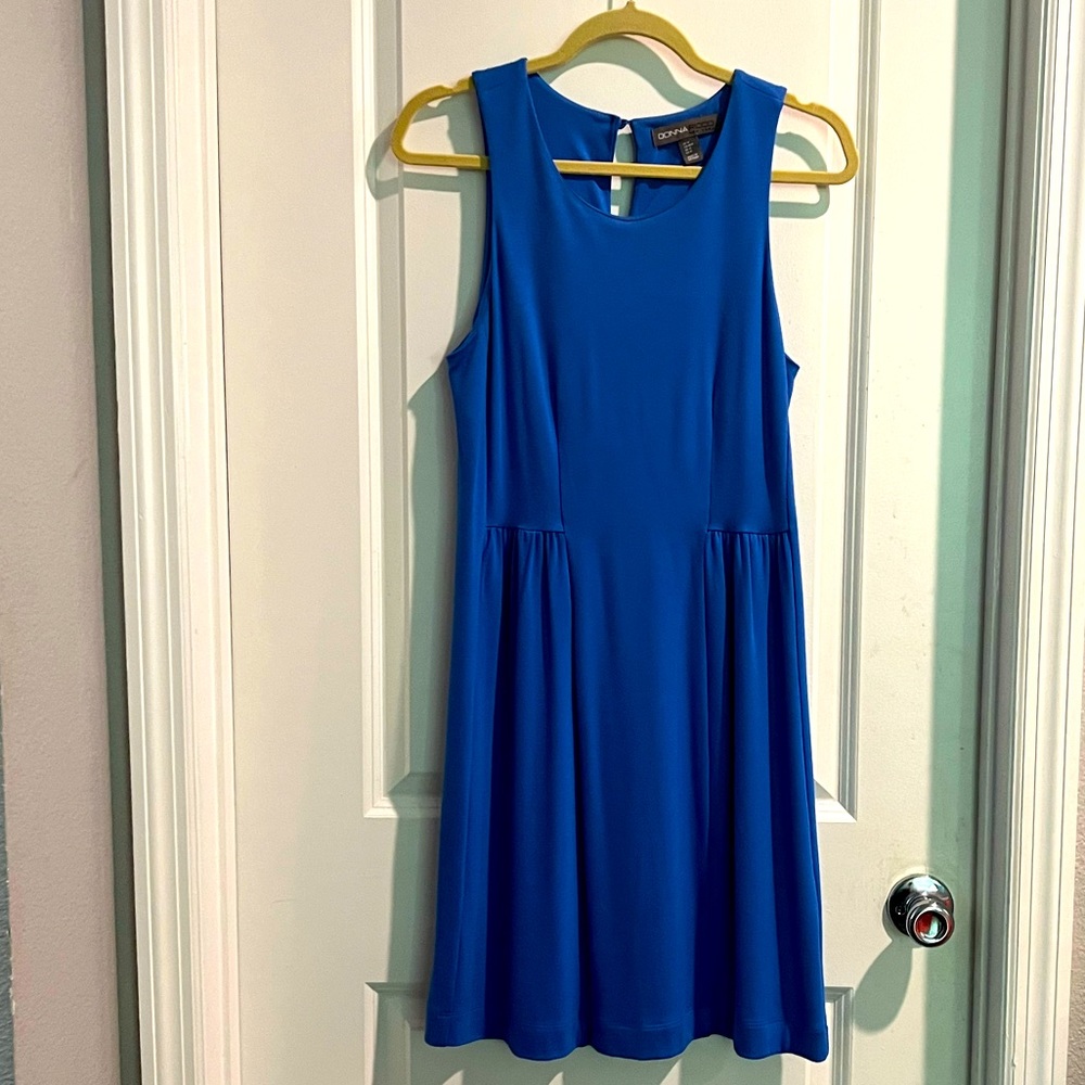 Donna Ricco Cotton Knit Pleated Fit and Flare Dress